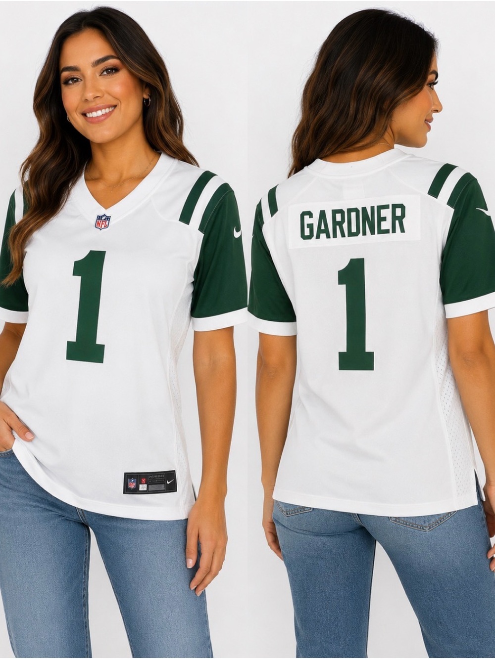 Nike  Ahmad Sauce Gardner #1 New York Jets Women’s White NFL Jersey Size XL-New